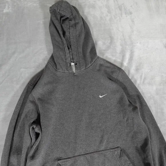 Vintage Nike Swoosh Pullover Hoodie Mens M Streetwear Embroidered Gray - Picture 2 of 11